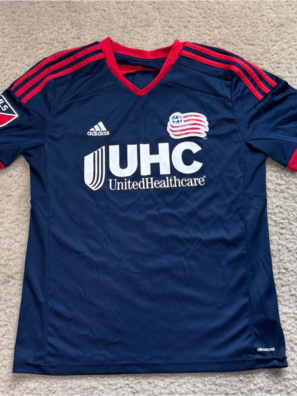 adidas Navy and Red New England Revolution Kids Soccer Jersey